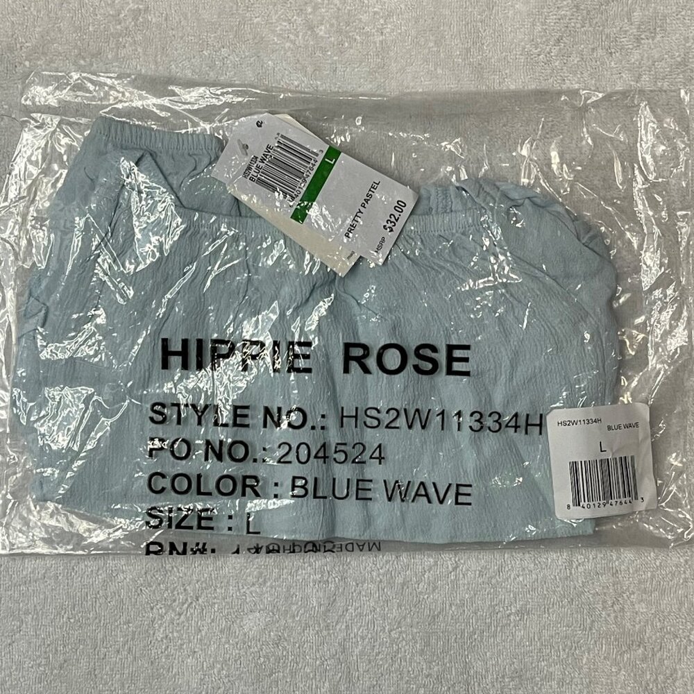 Hippie Rose Juniors' Ruffled Top - Blue Wave, Size L, New - Picture 2 of 6